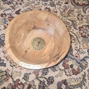 Mud Pie Wooden Prayer Bowl with Brass Accents